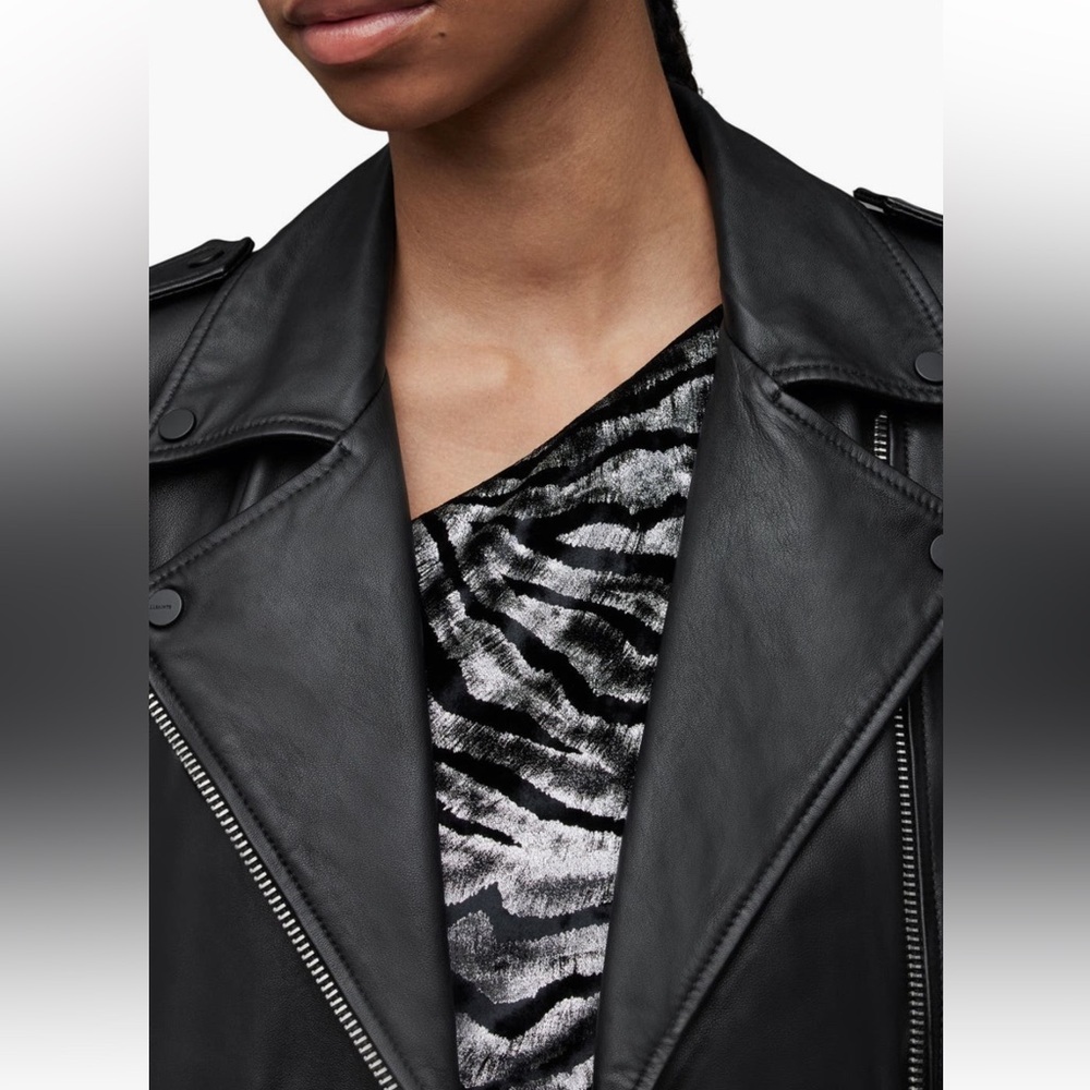 Allsaints BALFERN LEATHER BIKER JACKET size 4 - Picture 8 of 15